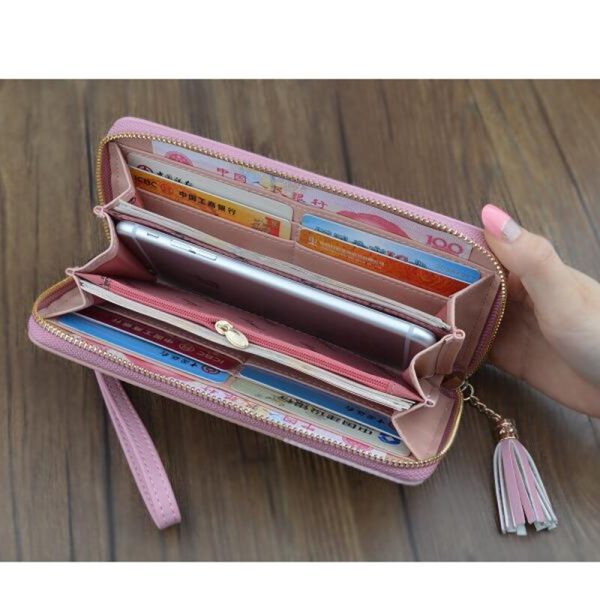 New Fashion Women Wallets PU Leather Zipper Wallet Women's Long Design Purse Clutch Wrist Brand Mobile Bag