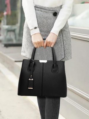 PU Leather Top-handle Women Handbag Solid Ladies Lether Shoulder Bag Casual Large Capacity Tote Crossbody Bags