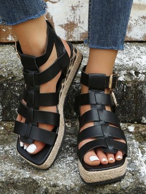 Women's Wedge Sandals | Vintage Rome Platform, Plus Size, Buckle, Non-slip | Summer Casual Beach Shoes
