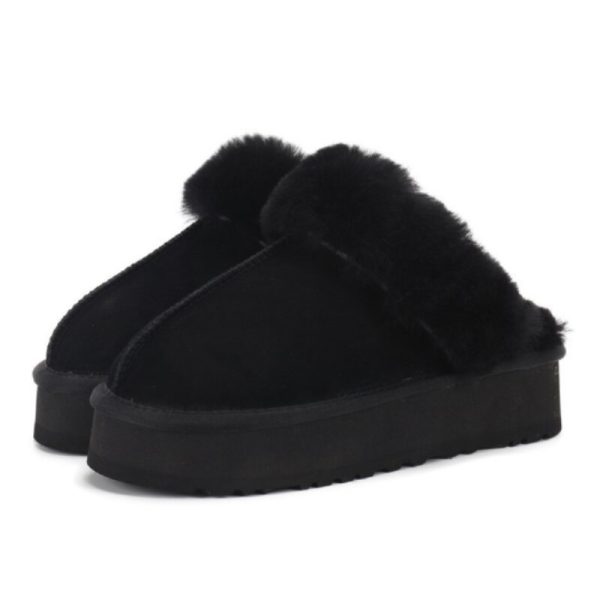 Winter Brand Plush Cotton Slippers Women Flats Shoes 2023 New Fashion Platform Casual Home Suede Fur Warm Slingback Flip Flops