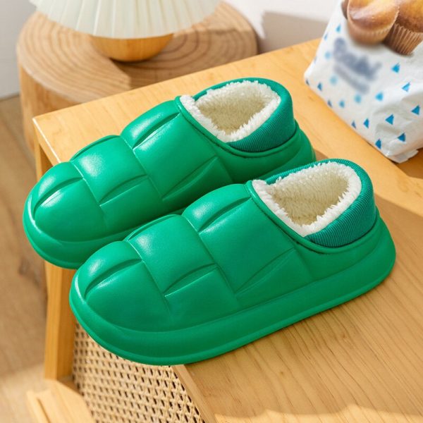 Waterproof Non-Slip Winter Warm Home Slippers for Women and Men - Soft and Comfortable Cotton Indoor Couples Shoes