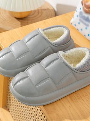 Waterproof Non-Slip Winter Warm Home Slippers for Women and Men - Soft and Comfortable Cotton Indoor Couples Shoes