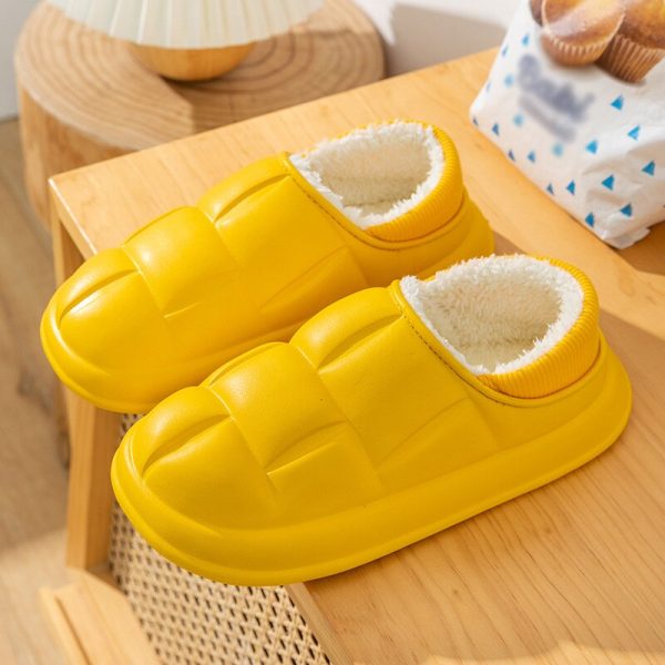 Waterproof Non-Slip Winter Warm Home Slippers for Women and Men - Soft and Comfortable Cotton Indoor Couples Shoes