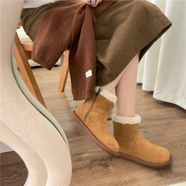 Women's Suede Ankle Boots - Casual, Warm, and Comfortable with Non-slip Soles and Zipper Closure