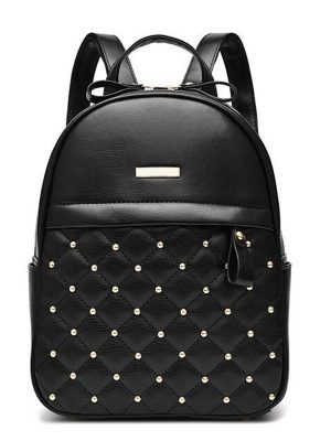 Vanessa's Chic Beaded PU Leather Women's Backpack
