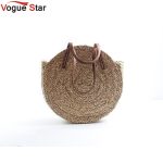 Vanessa Women Hand Woven Beach Bag Natural Oval Large Big Tote Circle Handbag Round Straw Bags Moroccan Palm Basket Bag