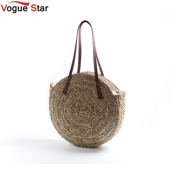 Vanessa Women Hand Woven Beach Bag Natural Oval Large Big Tote Circle Handbag Round Straw Bags Moroccan Palm Basket Bag