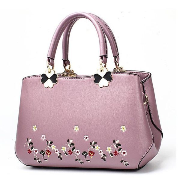 Women Leather Handbag Women Tote Bag Female Leather Shoulder Bag Women Embroidery Flower Handbag sac a main Ladies Hand Bag