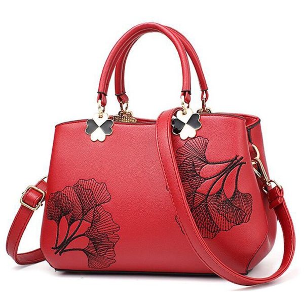 Women Leather Handbags Women Shoulder Bag Women Embroidery Flower Tote Bag Female Ladies Hand bag