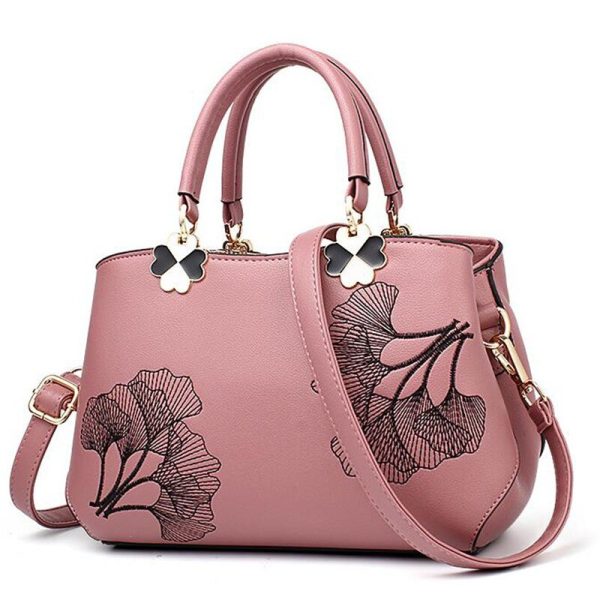 Women Leather Handbags Women Shoulder Bag Women Embroidery Flower Tote Bag Female Ladies Hand bag