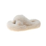 Fuzzy Warm Women's Home Slippers with Flat Platform and Open Toe
