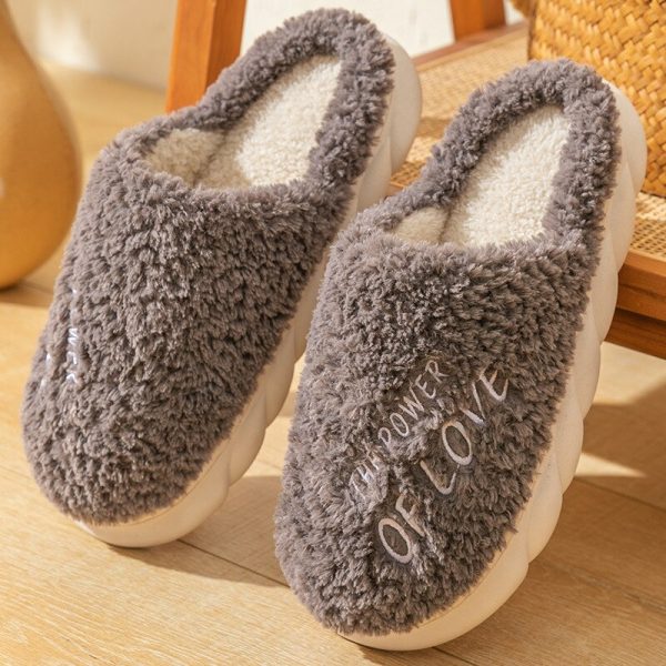 Vanessas Women Slippers Furry Warm Waterproof Platform Flat Bottom Non-Slip Slippers