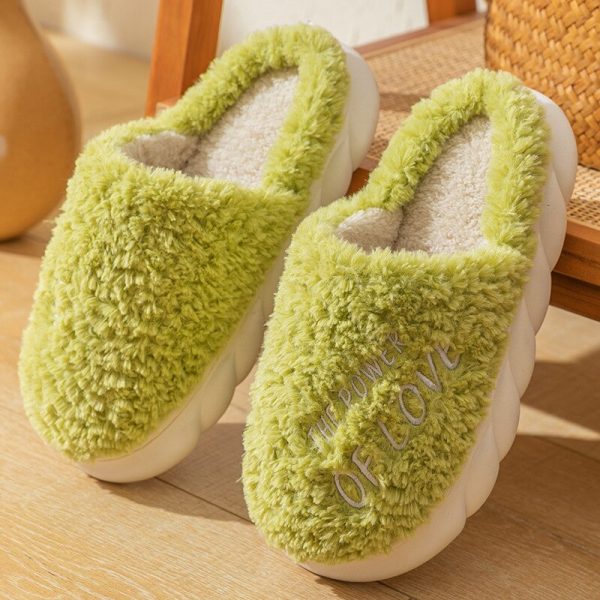 Vanessas Women Slippers Furry Warm Waterproof Platform Flat Bottom Non-Slip Slippers