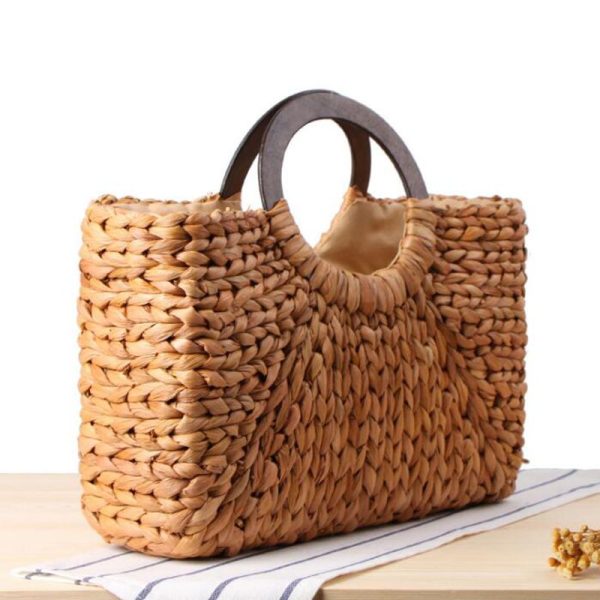 Women Vintage Rattan Handbag Female Bohemian Summer Beach Straw Bag