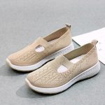 Vanessas Vulcanized Flat Hollow Mesh Soft Sole Non-slip Platform Slip-on Shoes