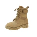 Women's Breathable Canvas Ankle Boots with Thick Sole - Autumn Winter Flat Platform British Style Ankle Boots for Ladies