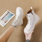 Fashionable PU Zip-Up Women's Ankle Boots with Thick Platform Sole - Autumn Casual Shoe for Ladies