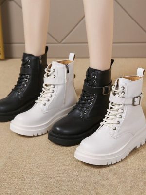 Fashionable PU Zip-Up Women's Ankle Boots with Thick Platform Sole - Autumn Casual Shoe for Ladies