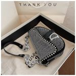 Luxury Designer Diamond-Accented Crossbody Bag - High-Grade Thick Chain, On-Trend Stylish Design