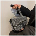 Luxury Designer Diamond-Accented Crossbody Bag - High-Grade Thick Chain, On-Trend Stylish Design