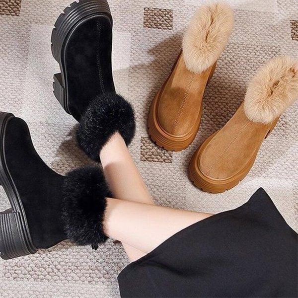 Fashionable Warm Women's Flock Snow Boots - Non-Slip Thick Sole Ankle Boots for Winter Comfort