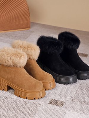 Fashionable Warm Women's Flock Snow Boots - Non-Slip Thick Sole Ankle Boots for Winter Comfort
