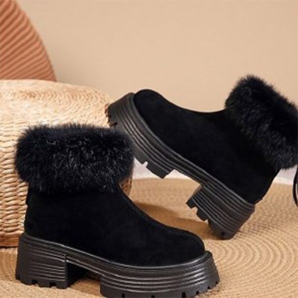 Fashionable Warm Women's Flock Snow Boots - Non-Slip Thick Sole Ankle Boots for Winter Comfort