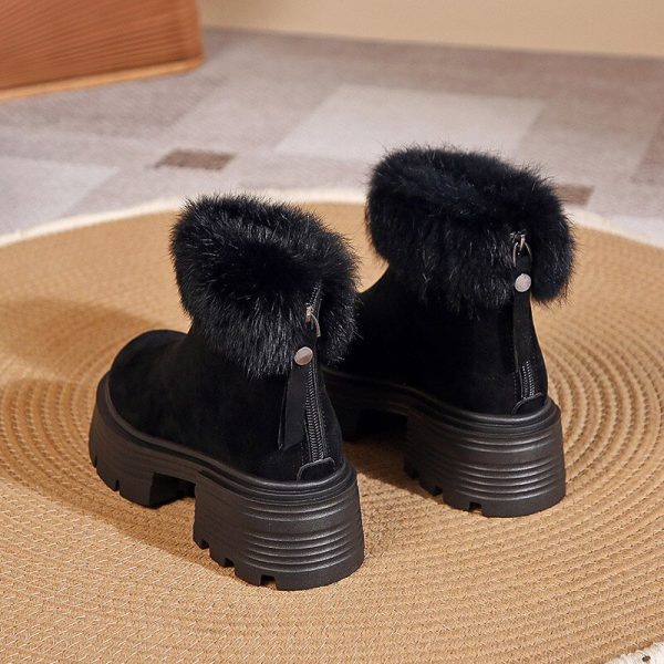 Fashionable Warm Women's Flock Snow Boots - Non-Slip Thick Sole Ankle Boots for Winter Comfort