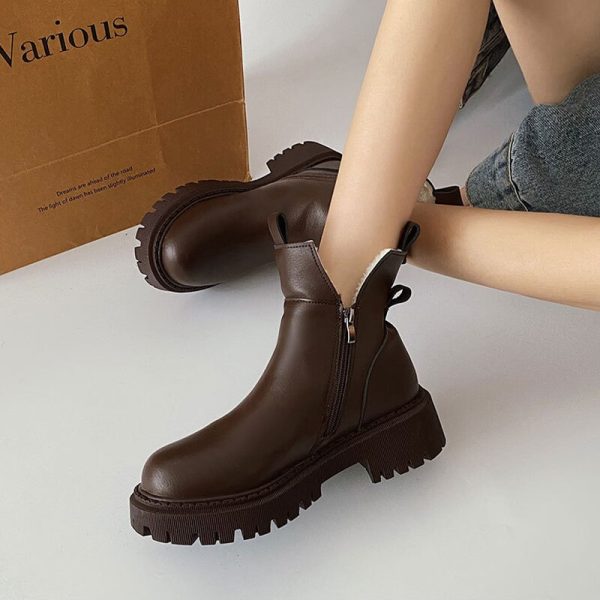 Women's PU Leather Waterproof Snow Boots - Keep Warm and Comfortable in Winter with Thick Sole