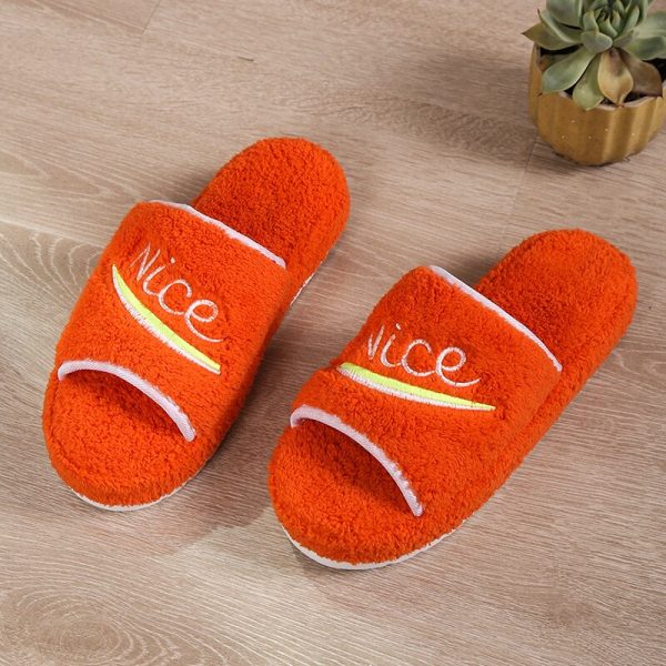 Women's One word Slippers Furry Autumn Fluffy Platform Slippers