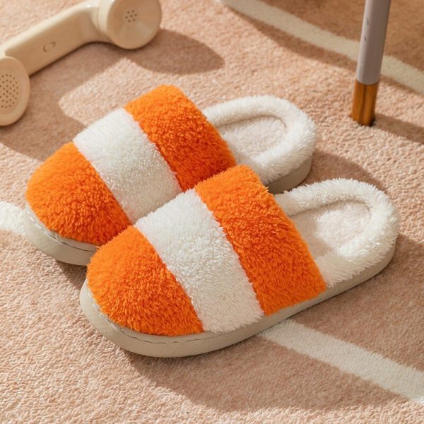 Women’s Slippers Flat Waterproof Platform Mixed-color Furry Warm Lady Cotton Slippers