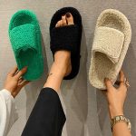 Vanessas Women Slippers Furry Open-toe Loop Ladies Slippers