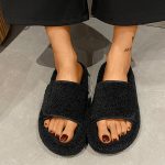 Vanessas Women Slippers Furry Open-toe Loop Ladies Slippers