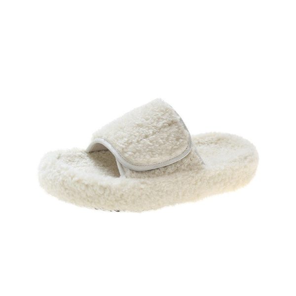 Vanessas Women Slippers Furry Open-toe Loop Ladies Slippers