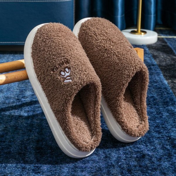 Vanessas Furry Warm Thick Bottom Platform Home Couple Slippers