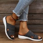 Vanessas Women's Mesh Wedge Slippers with Slip-On Platform for Casual Summer Outdoor Wear