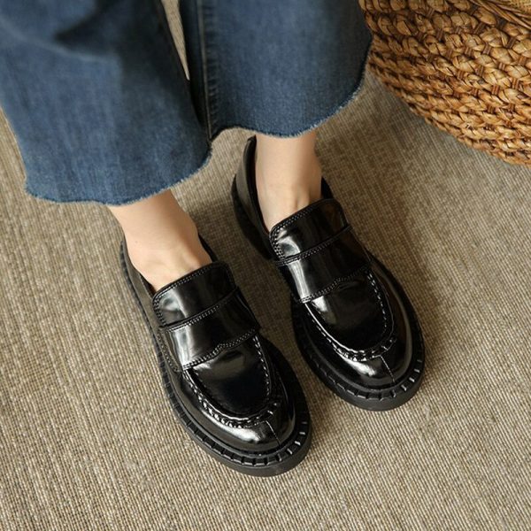 Women's Thick Sole Shoes Woman Waterproof Pu Leather Shoes