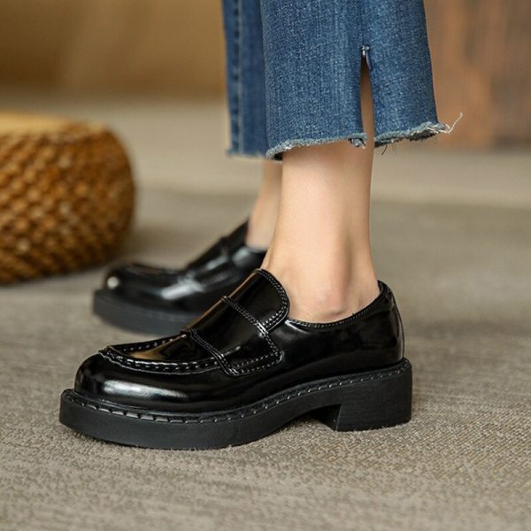 Women's Thick Sole Shoes Woman Waterproof Pu Leather Shoes