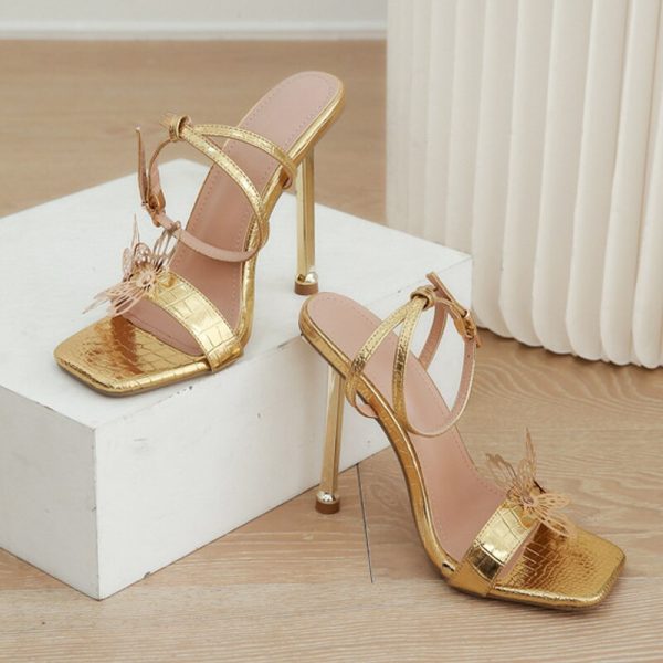 Vanessas Thin High Sandals Ladies Butterfly Straight Strap High Heels