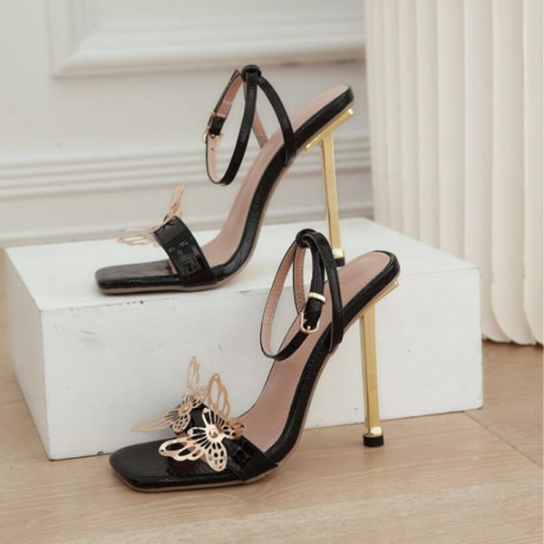 Vanessas Thin High Sandals Ladies Butterfly Straight Strap High Heels