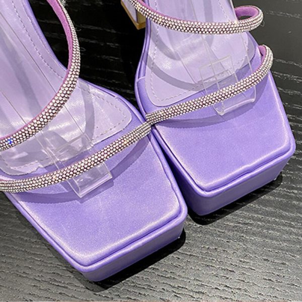 Women's Thin Square Heel Sandals Ladies Diamond High Heels Woman Elegant High Heels