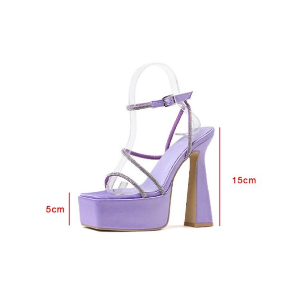 Women's Thin Square Heel Sandals Ladies Diamond High Heels Woman Elegant High Heels