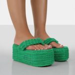 Women’s Towel Summer Slippers Thick Sole High Platform Flip-Flops