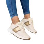 Vanessas Women's Vulcanized Shoes with Soft Flat Bottom and Lace Up - Comfortable Platform Sneakers for Outdoor Leisure Wear