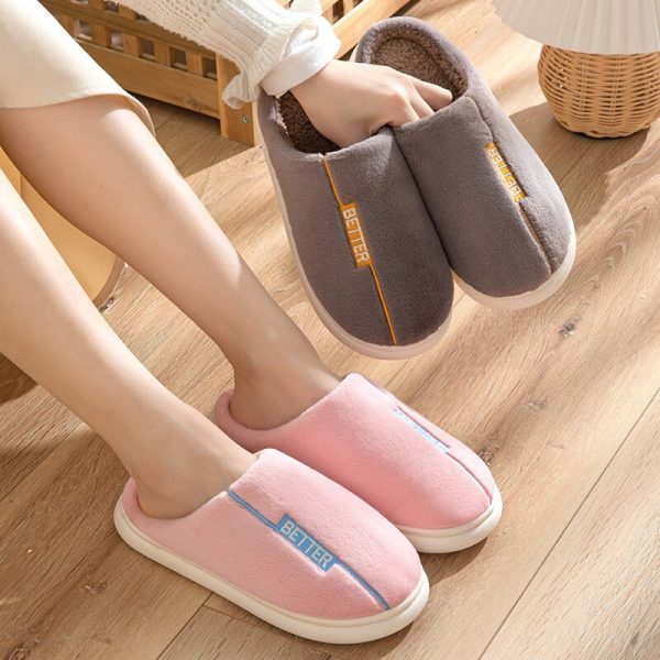 Women's Winter Short Plush Home Slippers with Non-Slip Sole for Warm and Comfortable Feet