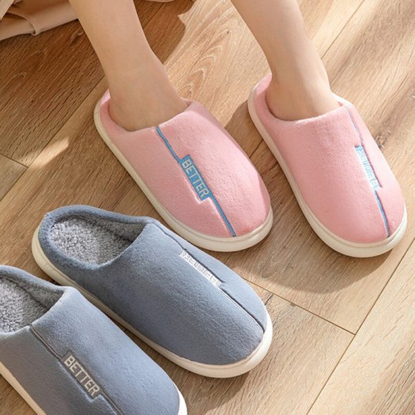 Women's Winter Short Plush Home Slippers with Non-Slip Sole for Warm and Comfortable Feet