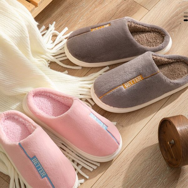 Women's Winter Short Plush Home Slippers with Non-Slip Sole for Warm and Comfortable Feet