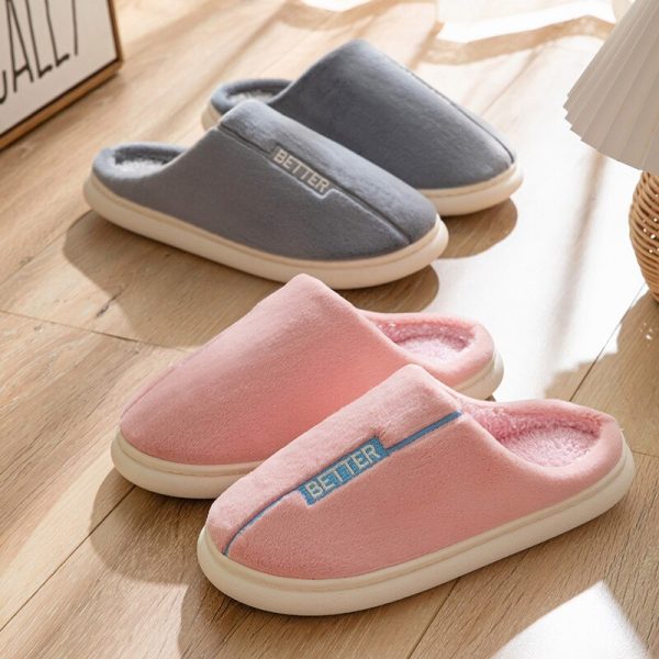 Women's Winter Short Plush Home Slippers with Non-Slip Sole for Warm and Comfortable Feet