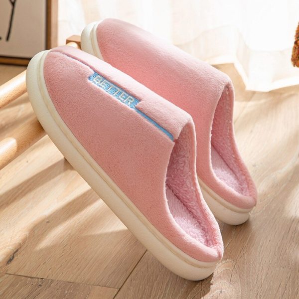 Women's Winter Short Plush Home Slippers with Non-Slip Sole for Warm and Comfortable Feet