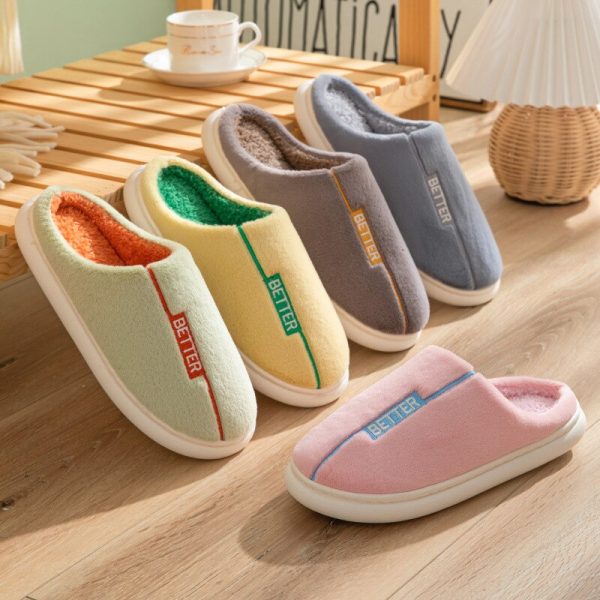 Women's Winter Short Plush Home Slippers with Non-Slip Sole for Warm and Comfortable Feet